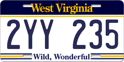 WV license plate 2YY235