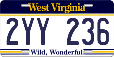 WV license plate 2YY236