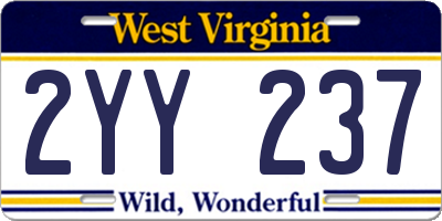 WV license plate 2YY237