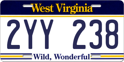 WV license plate 2YY238