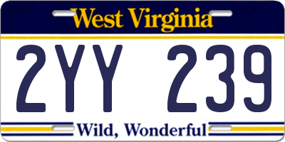 WV license plate 2YY239