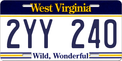 WV license plate 2YY240