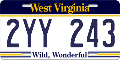 WV license plate 2YY243