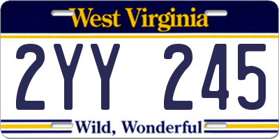 WV license plate 2YY245