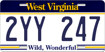 WV license plate 2YY247