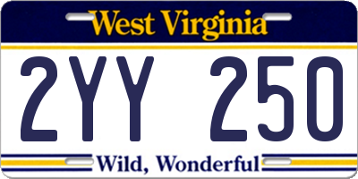 WV license plate 2YY250