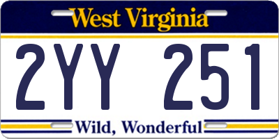WV license plate 2YY251