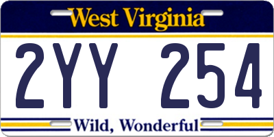 WV license plate 2YY254