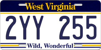 WV license plate 2YY255