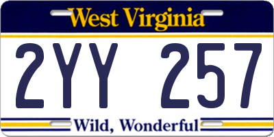 WV license plate 2YY257