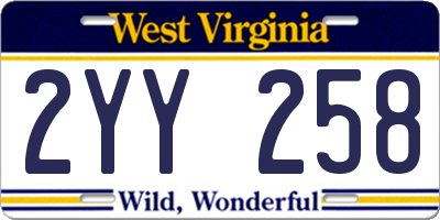 WV license plate 2YY258