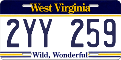 WV license plate 2YY259