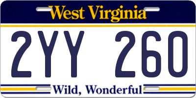 WV license plate 2YY260