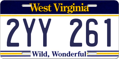 WV license plate 2YY261