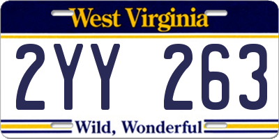 WV license plate 2YY263