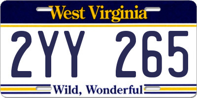 WV license plate 2YY265