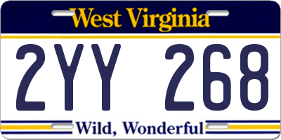 WV license plate 2YY268
