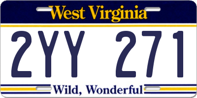 WV license plate 2YY271