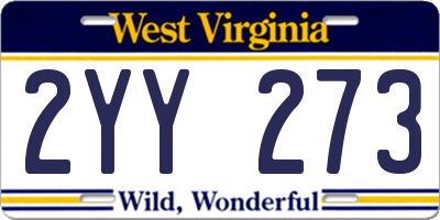 WV license plate 2YY273