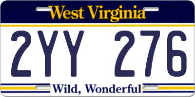 WV license plate 2YY276