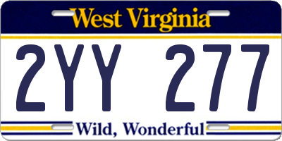 WV license plate 2YY277