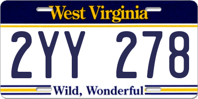 WV license plate 2YY278