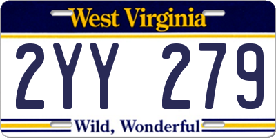 WV license plate 2YY279