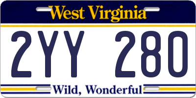 WV license plate 2YY280