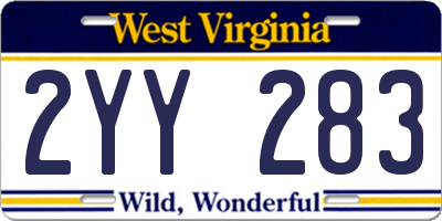 WV license plate 2YY283