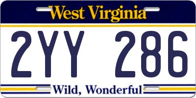 WV license plate 2YY286