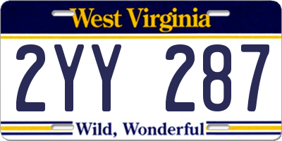 WV license plate 2YY287