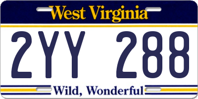 WV license plate 2YY288