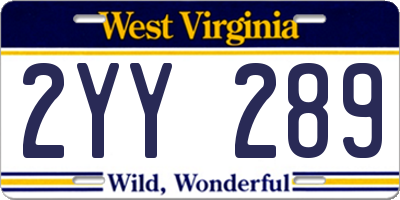 WV license plate 2YY289