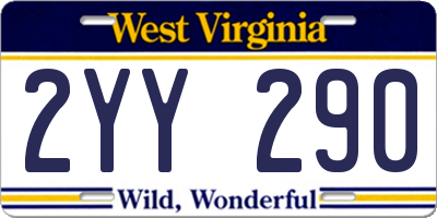 WV license plate 2YY290