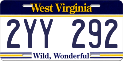 WV license plate 2YY292