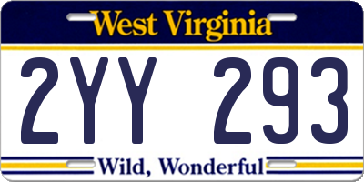 WV license plate 2YY293