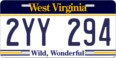 WV license plate 2YY294