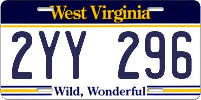 WV license plate 2YY296