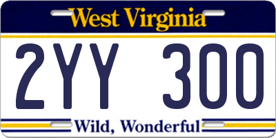 WV license plate 2YY300