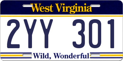 WV license plate 2YY301