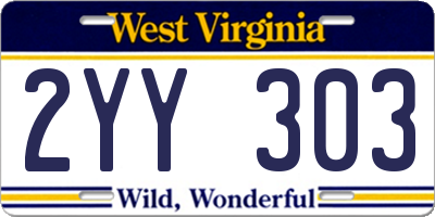 WV license plate 2YY303