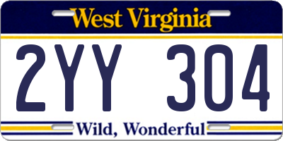 WV license plate 2YY304