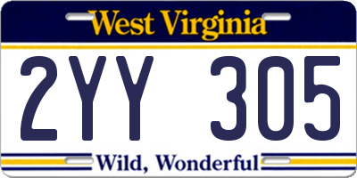 WV license plate 2YY305