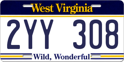 WV license plate 2YY308