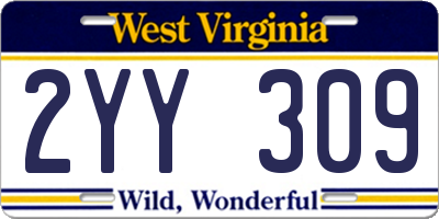 WV license plate 2YY309