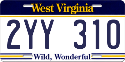 WV license plate 2YY310