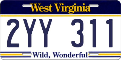 WV license plate 2YY311