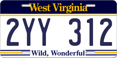 WV license plate 2YY312