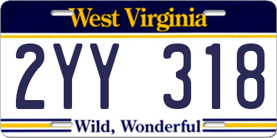 WV license plate 2YY318