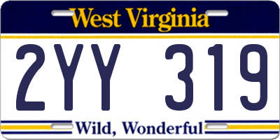 WV license plate 2YY319